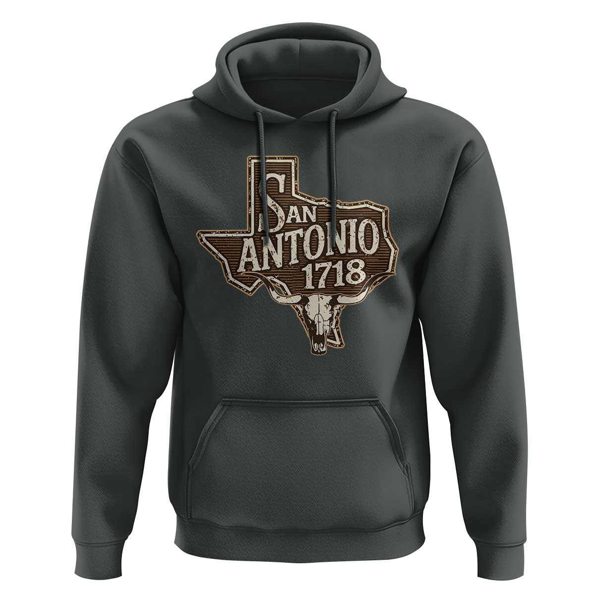 Vintage San Antonio Texas Est 1718 Longhorn Cow Skull Hoodie