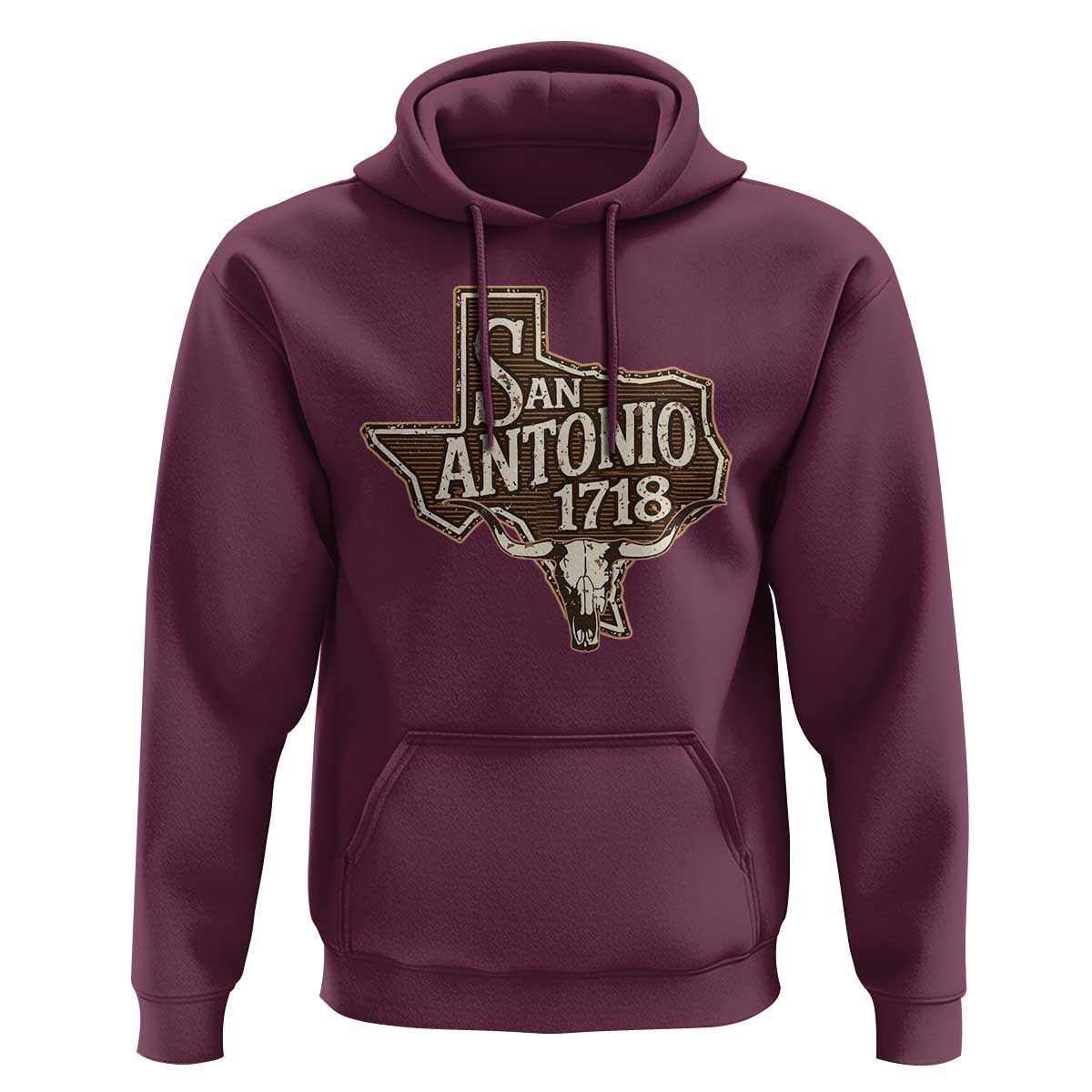 Vintage San Antonio Texas Est 1718 Longhorn Cow Skull Hoodie
