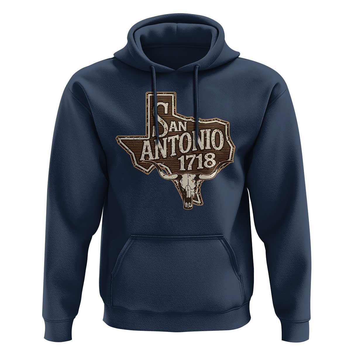Vintage San Antonio Texas Est 1718 Longhorn Cow Skull Hoodie