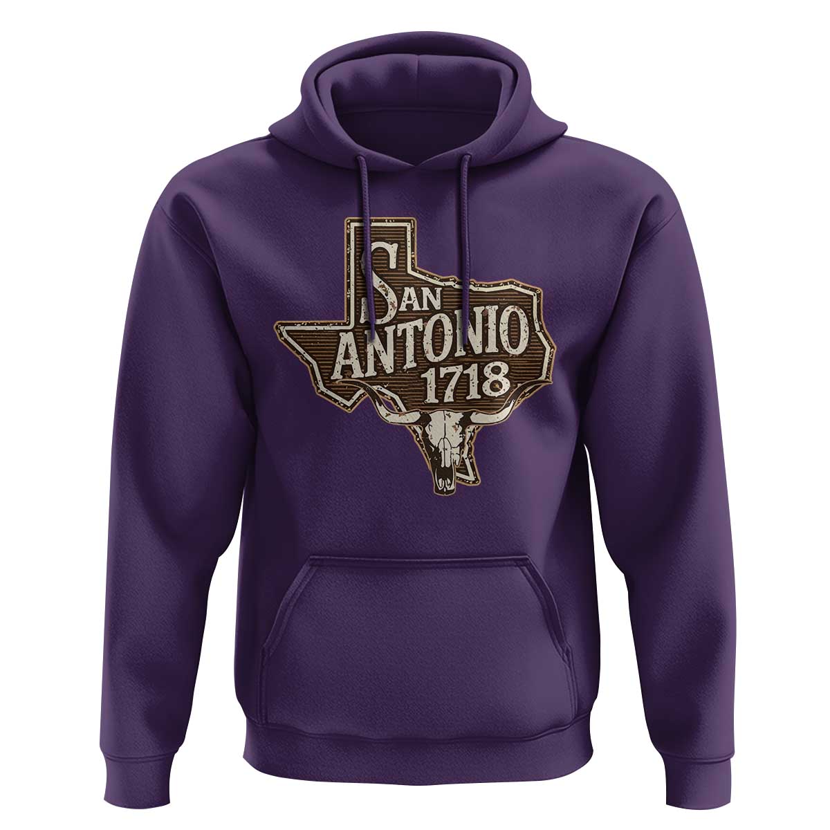 Vintage San Antonio Texas Est 1718 Longhorn Cow Skull Hoodie
