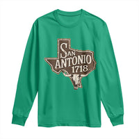 Vintage San Antonio Texas Est 1718 Longhorn Cow Skull Long Sleeve Shirt