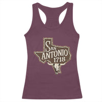 Vintage San Antonio Texas Est 1718 Longhorn Cow Skull Racerback Tank Top