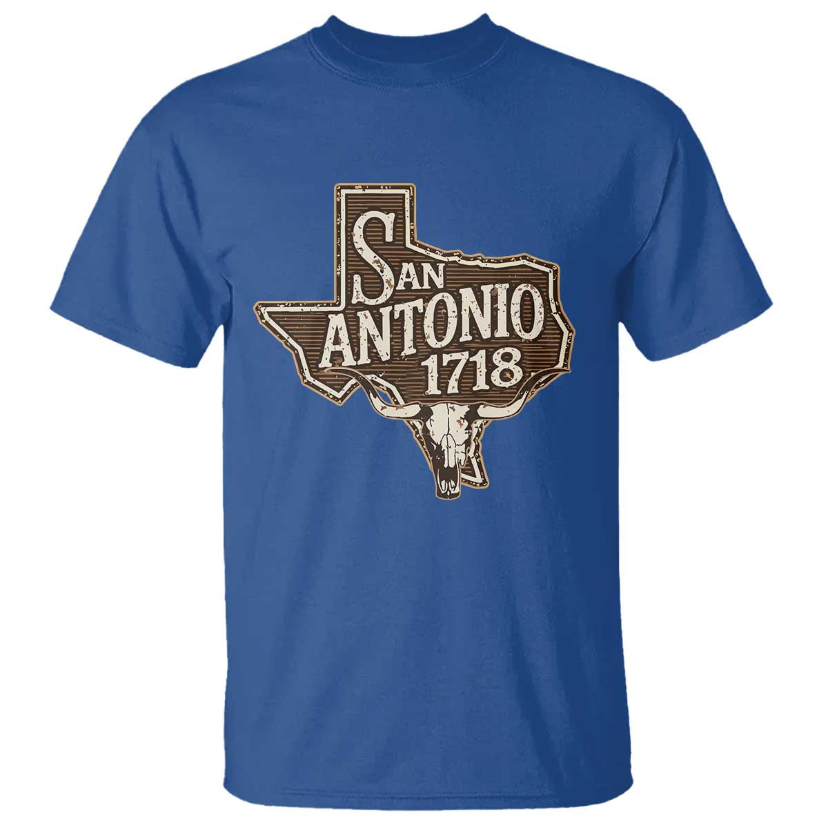 Vintage San Antonio Texas Est 1718 Longhorn Cow Skull T Shirt