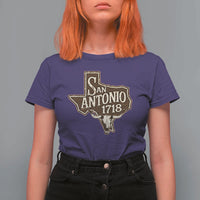 Vintage San Antonio Texas Est 1718 Longhorn Cow Skull T Shirt For Women