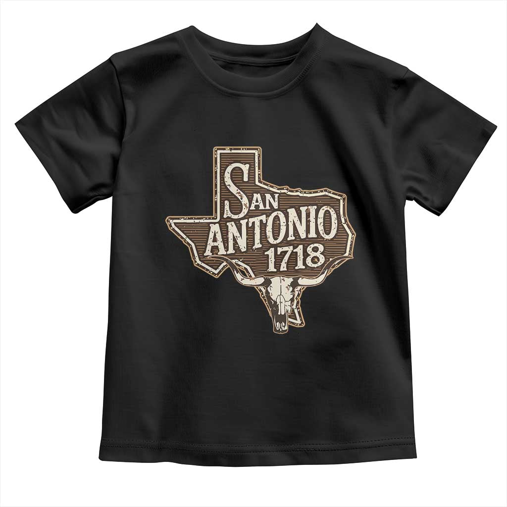 Vintage San Antonio Texas Est 1718 Longhorn Cow Skull Toddler T Shirt