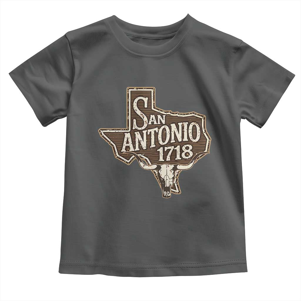 Vintage San Antonio Texas Est 1718 Longhorn Cow Skull Toddler T Shirt
