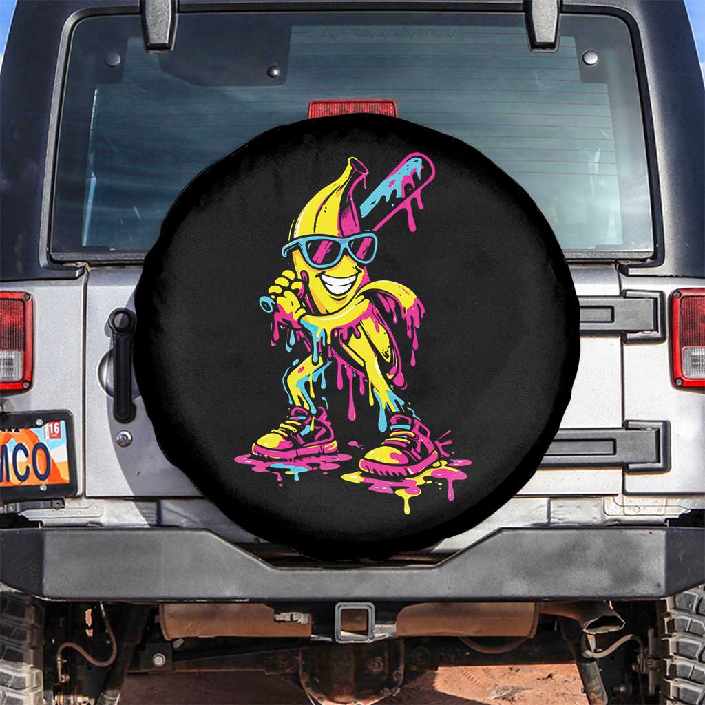 Funny Banana Baseball Drip Ice Cream Splatter Spare Tire Cover