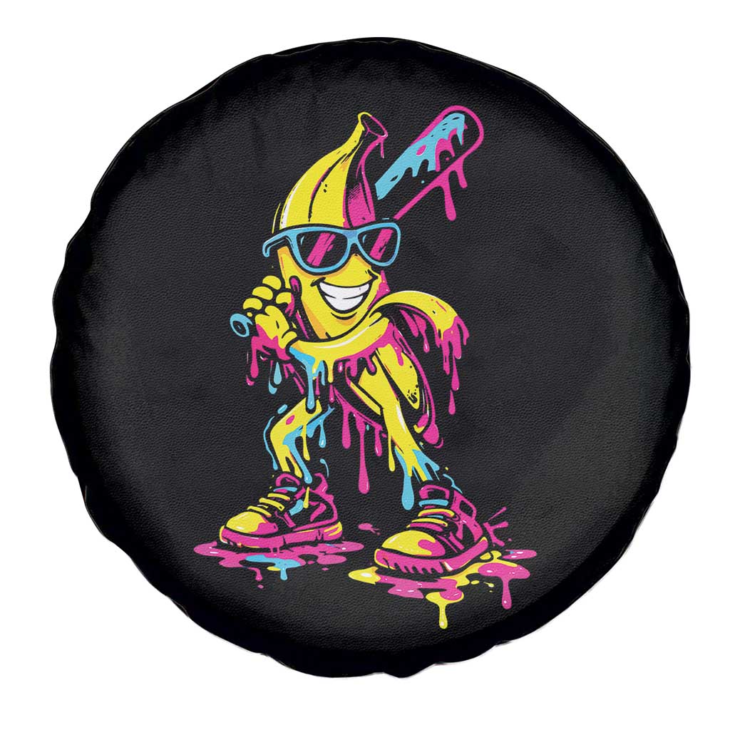 Funny Banana Baseball Drip Ice Cream Splatter Spare Tire Cover