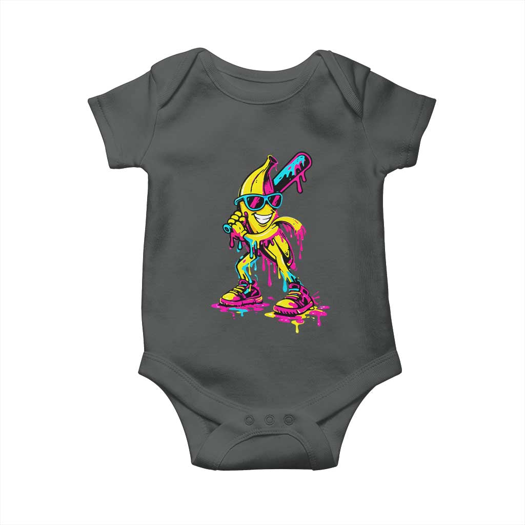 Funny Banana Baseball Drip Ice Cream Splatter Baby Onesie