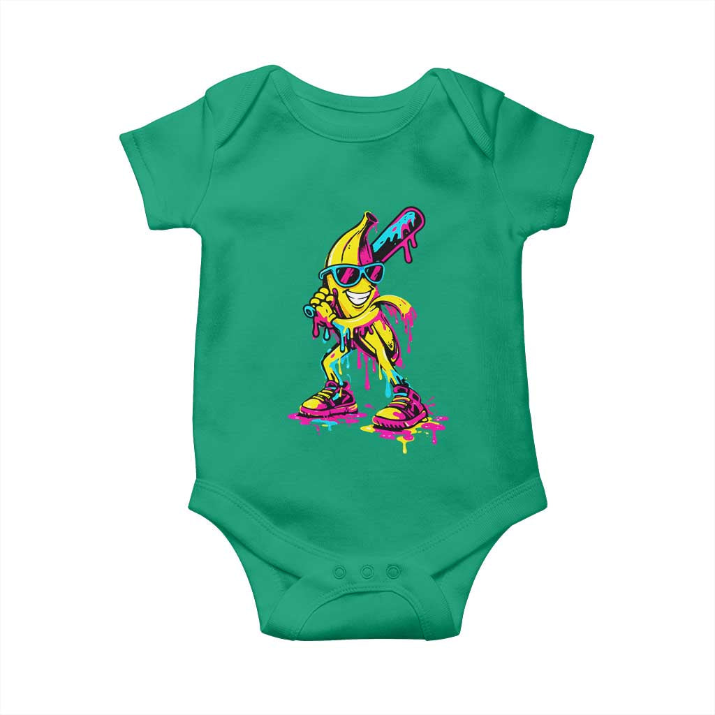 Funny Banana Baseball Drip Ice Cream Splatter Baby Onesie