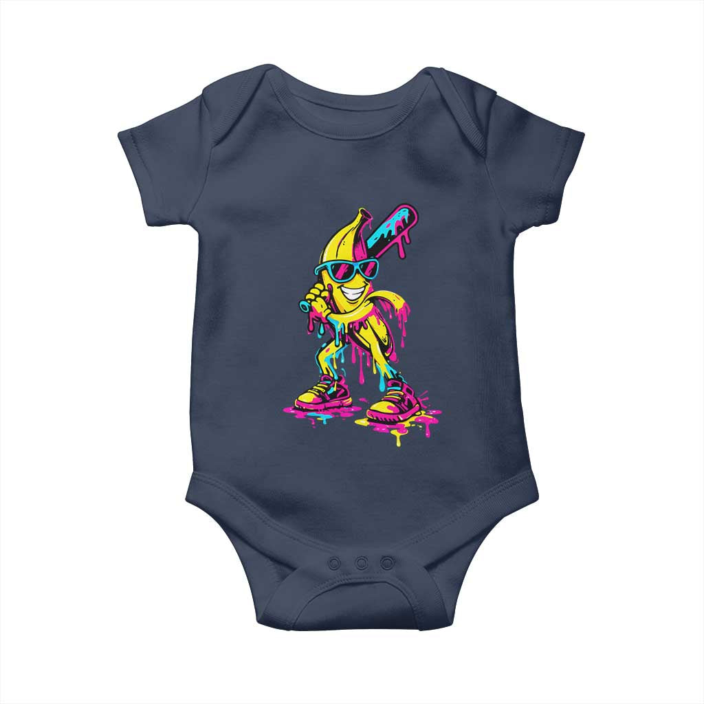 Funny Banana Baseball Drip Ice Cream Splatter Baby Onesie