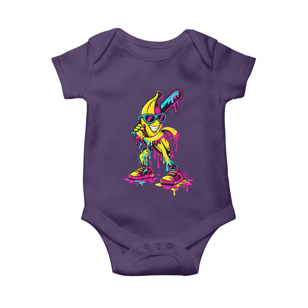 Funny Banana Baseball Drip Ice Cream Splatter Baby Onesie