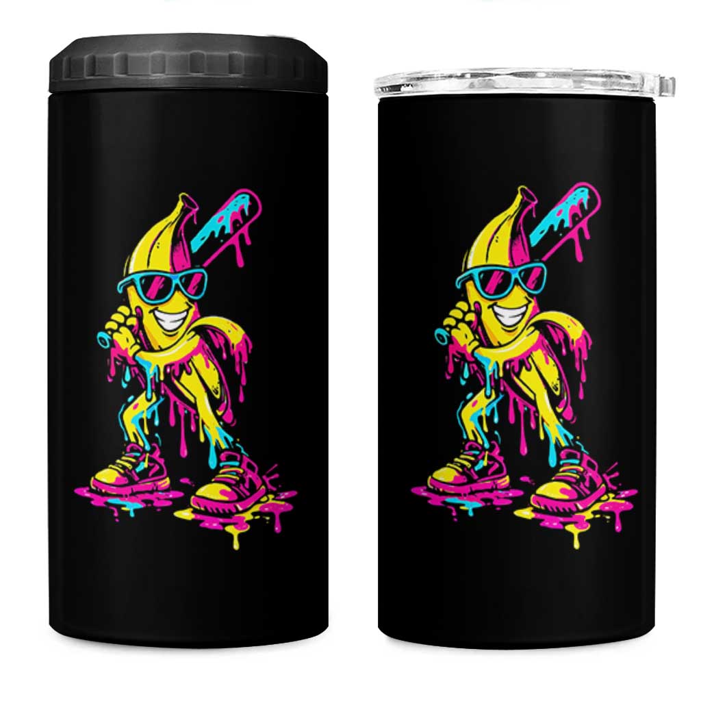 Funny Banana Baseball Drip Ice Cream Splatter 4 in 1 Can Cooler Tumbler