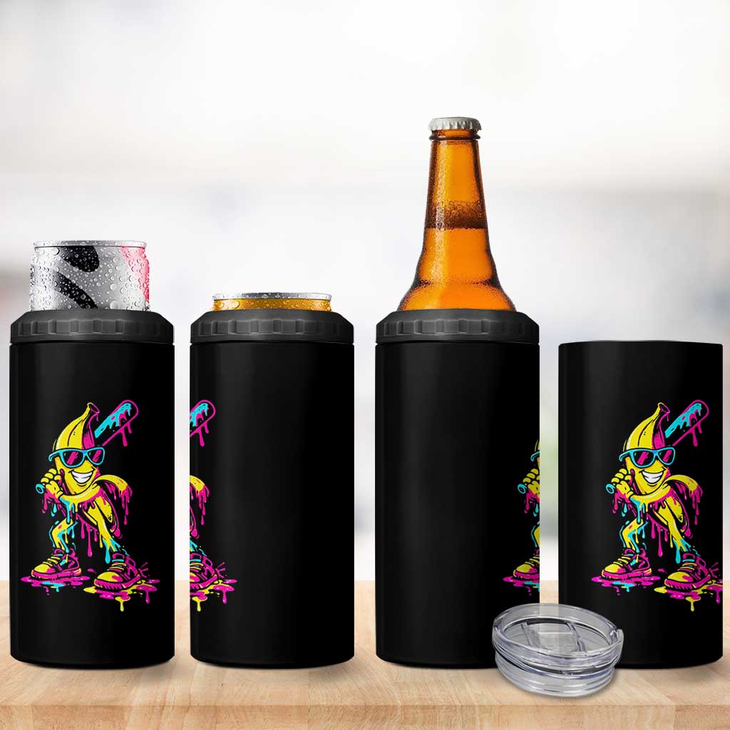 Funny Banana Baseball Drip Ice Cream Splatter 4 in 1 Can Cooler Tumbler