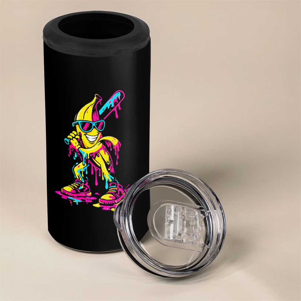 Funny Banana Baseball Drip Ice Cream Splatter 4 in 1 Can Cooler Tumbler