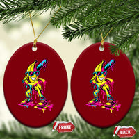 Funny Banana Baseball Drip Ice Cream Splatter Ceramic Ornament