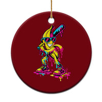 Funny Banana Baseball Drip Ice Cream Splatter Ceramic Ornament