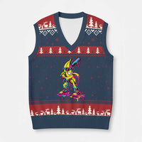 Funny Banana Baseball Drip Ice Cream Splatter V-Neck Knit Sweater Vest