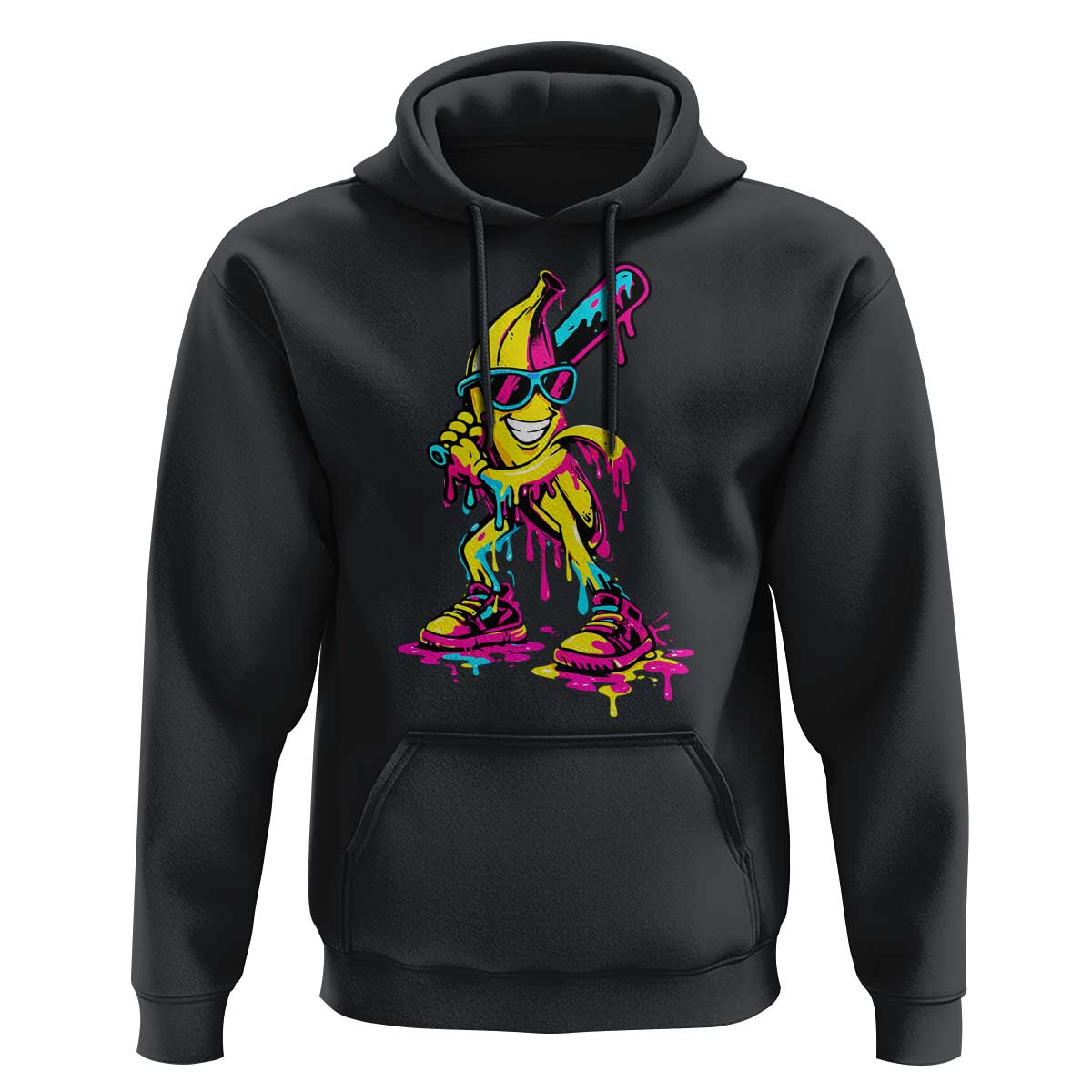 Funny Banana Baseball Drip Ice Cream Splatter Hoodie
