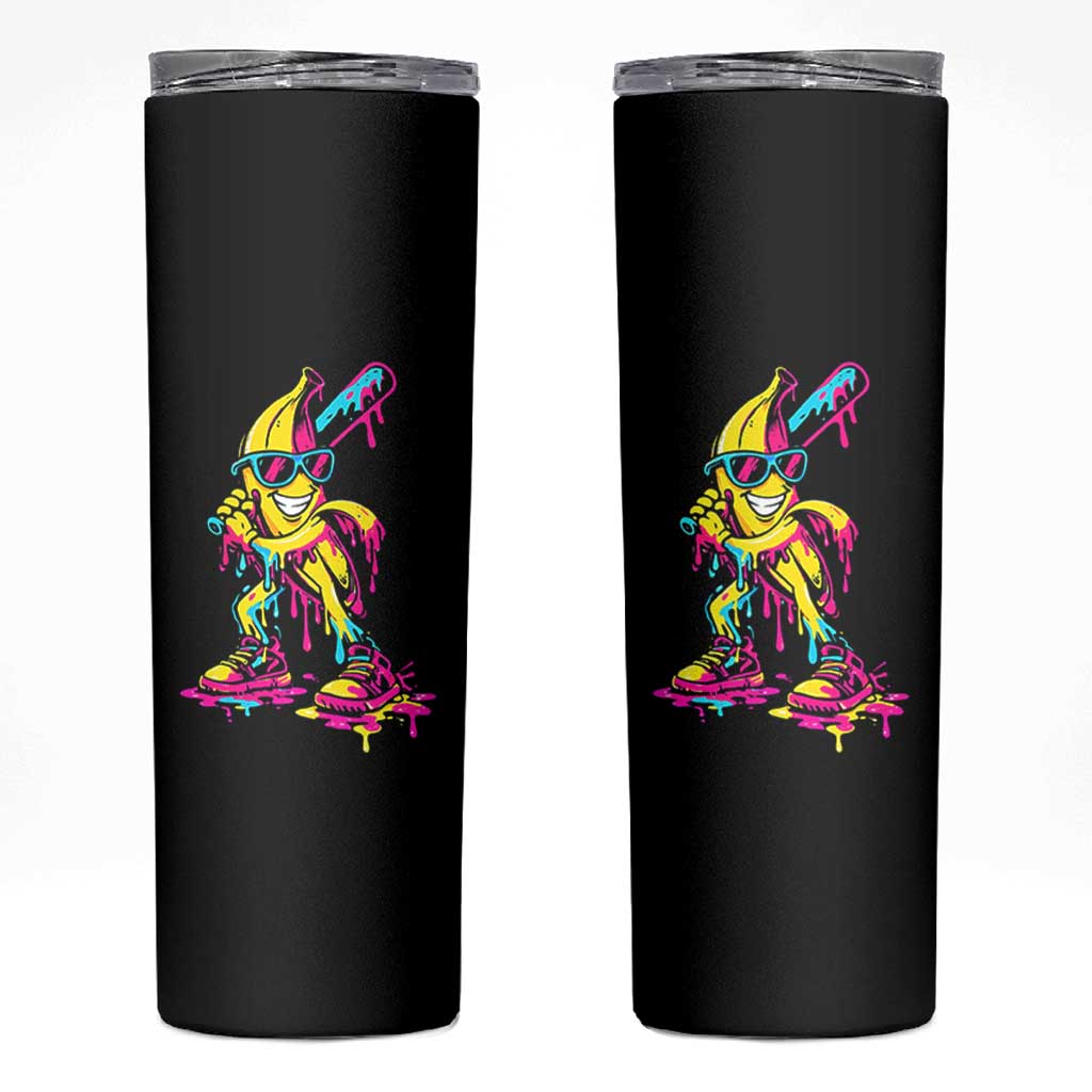 Funny Banana Baseball Drip Ice Cream Splatter Skinny Tumbler