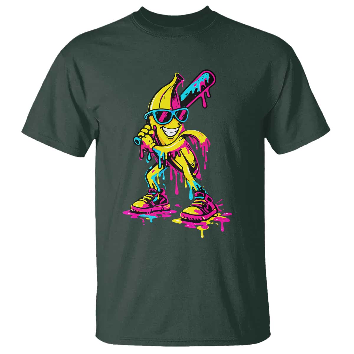 Funny Banana Baseball Drip Ice Cream Splatter T Shirt