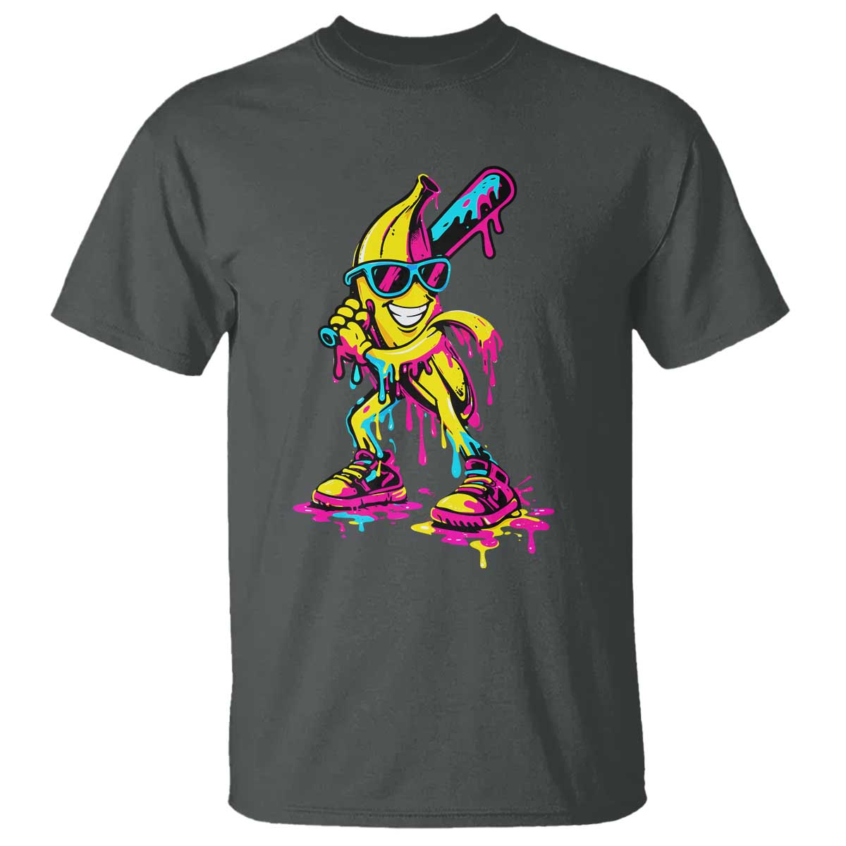 Funny Banana Baseball Drip Ice Cream Splatter T Shirt