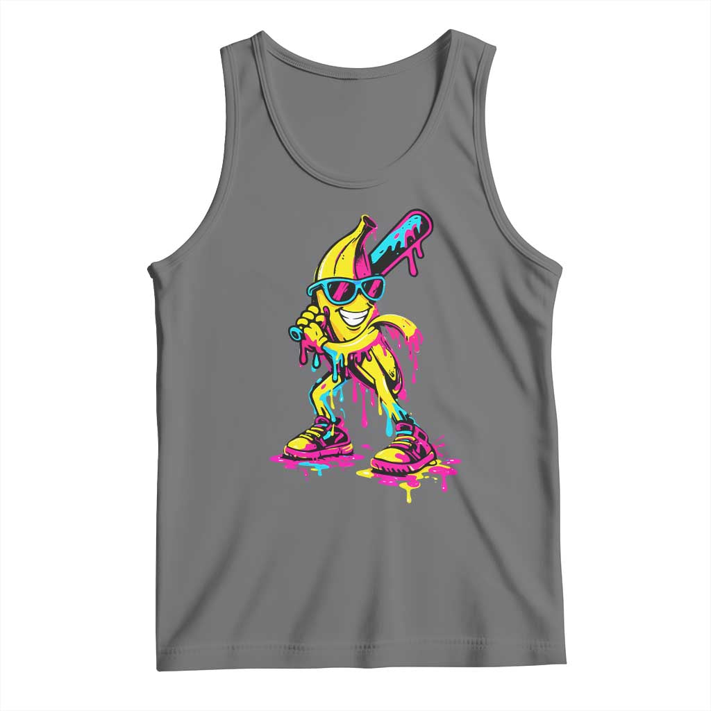 Funny Banana Baseball Drip Ice Cream Splatter Tank Top