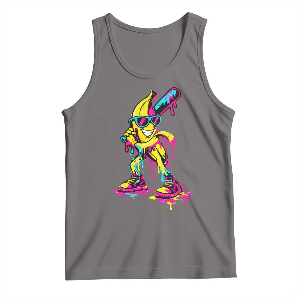 Funny Banana Baseball Drip Ice Cream Splatter Tank Top
