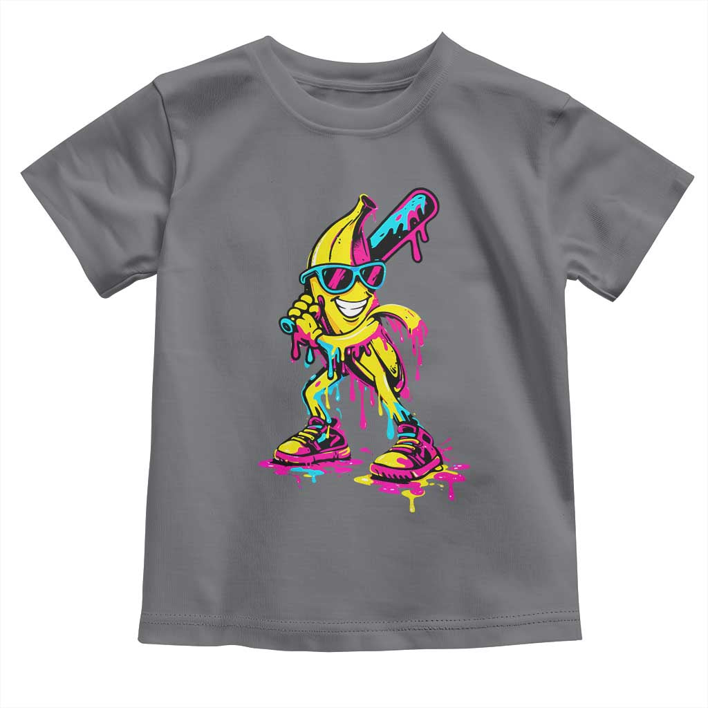 Funny Banana Baseball Drip Ice Cream Splatter Toddler T Shirt