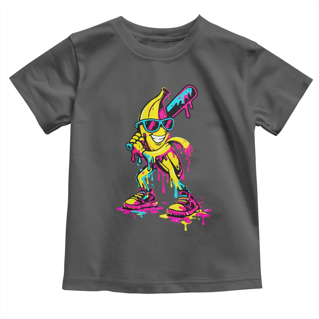 Funny Banana Baseball Drip Ice Cream Splatter Toddler T Shirt