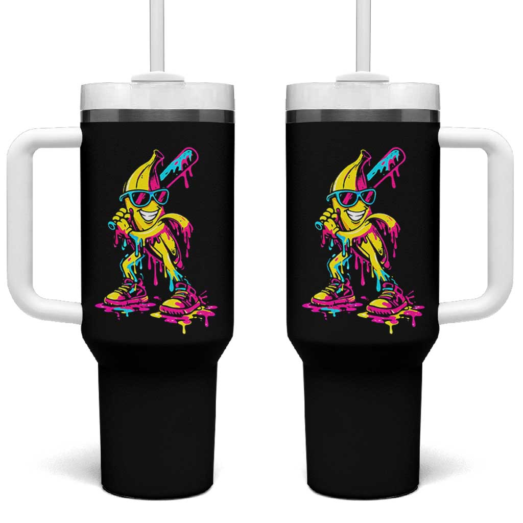 Funny Banana Baseball Drip Ice Cream Splatter Tumbler With Handle