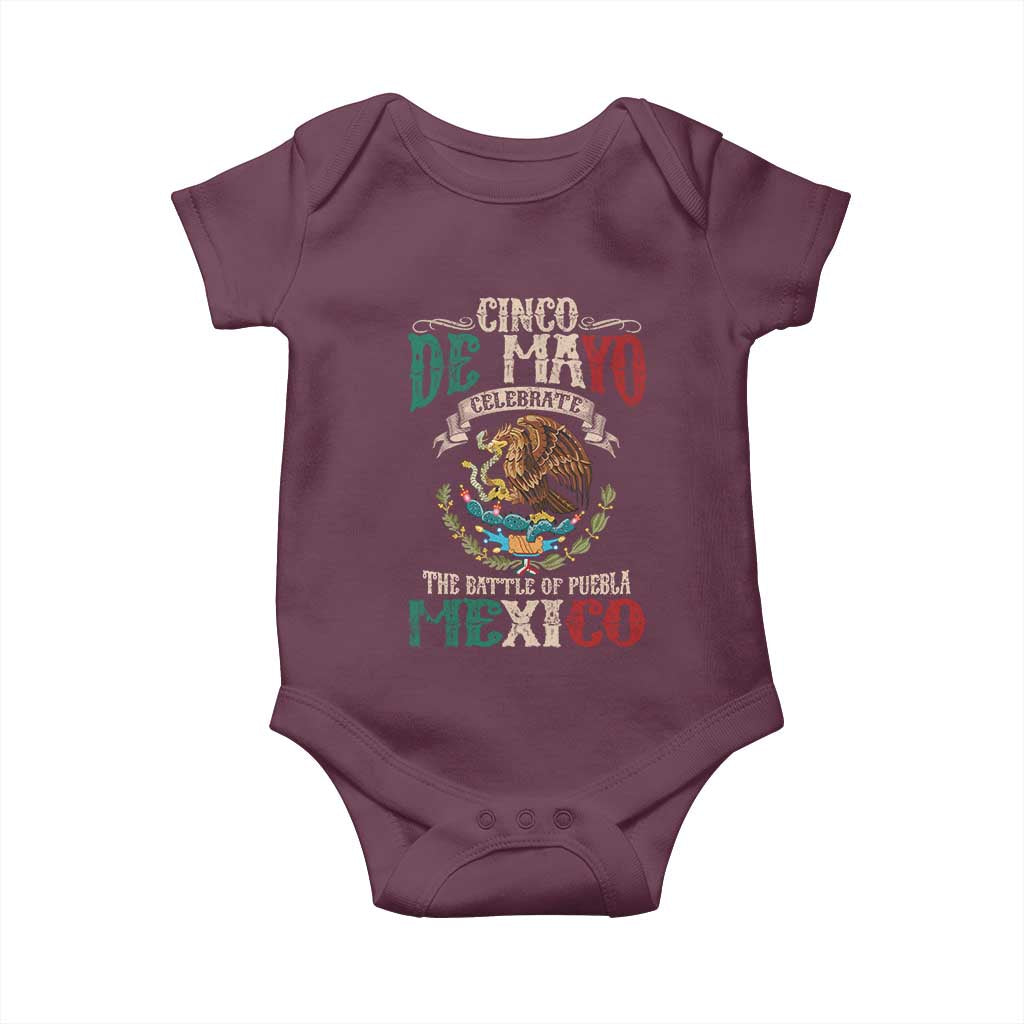 Cinco De Mayo Celebrate The Battle Of Puebla Mexico Baby Onesie Vintage Mexican Flag
