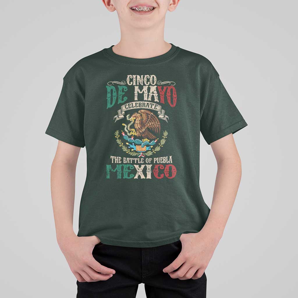 Cinco De Mayo Celebrate The Battle Of Puebla Mexico T Shirt For Kid Vintage Mexican Flag