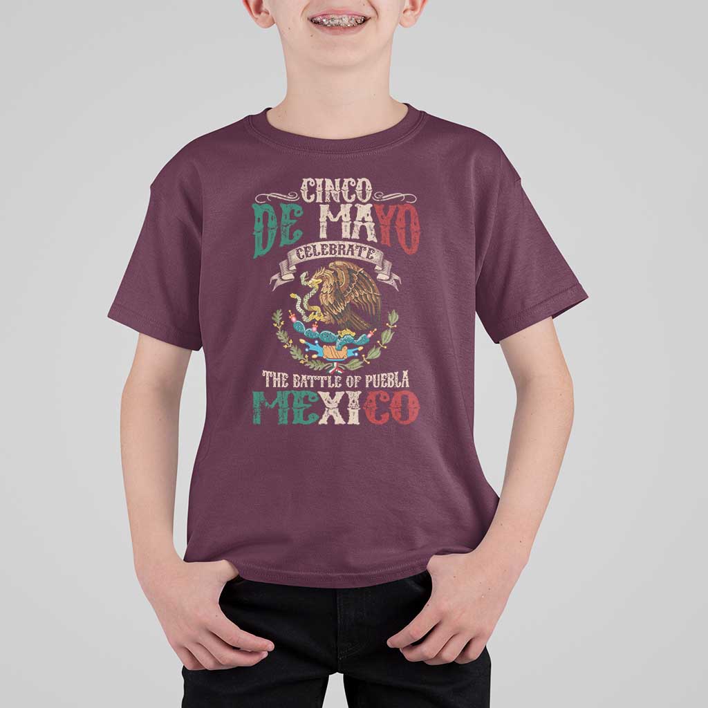 Cinco De Mayo Celebrate The Battle Of Puebla Mexico T Shirt For Kid Vintage Mexican Flag