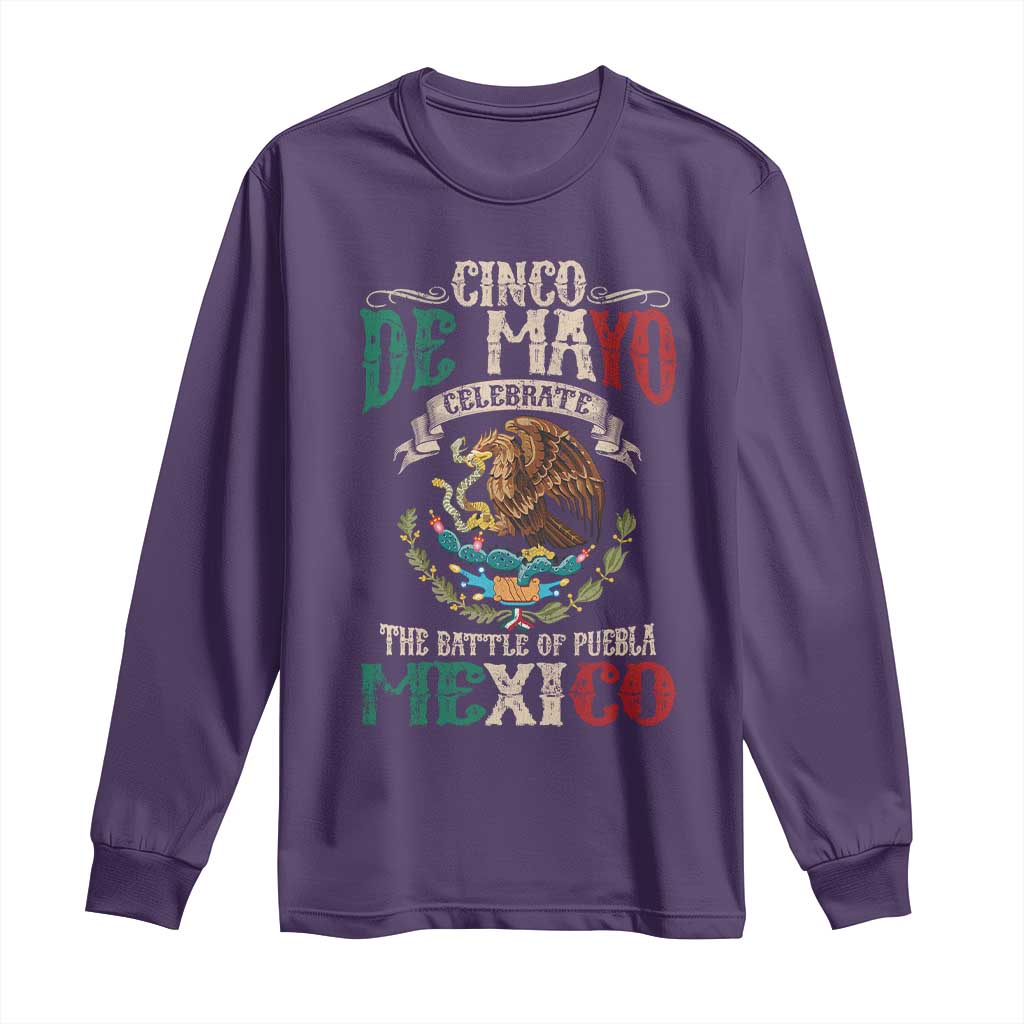 Cinco De Mayo Celebrate The Battle Of Puebla Mexico Long Sleeve Shirt Vintage Mexican Flag