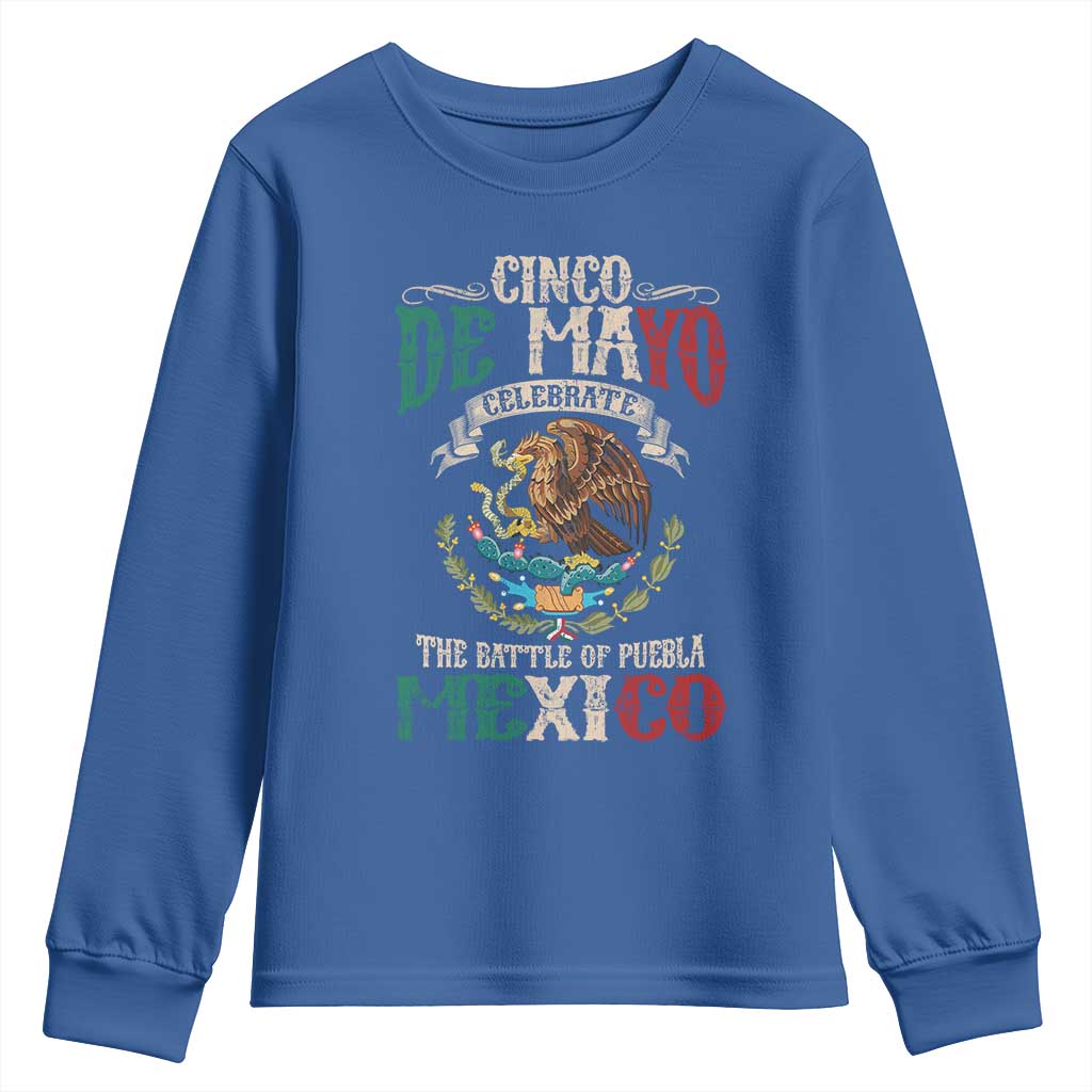 Cinco De Mayo Celebrate The Battle Of Puebla Mexico Youth Sweatshirt Vintage Mexican Flag
