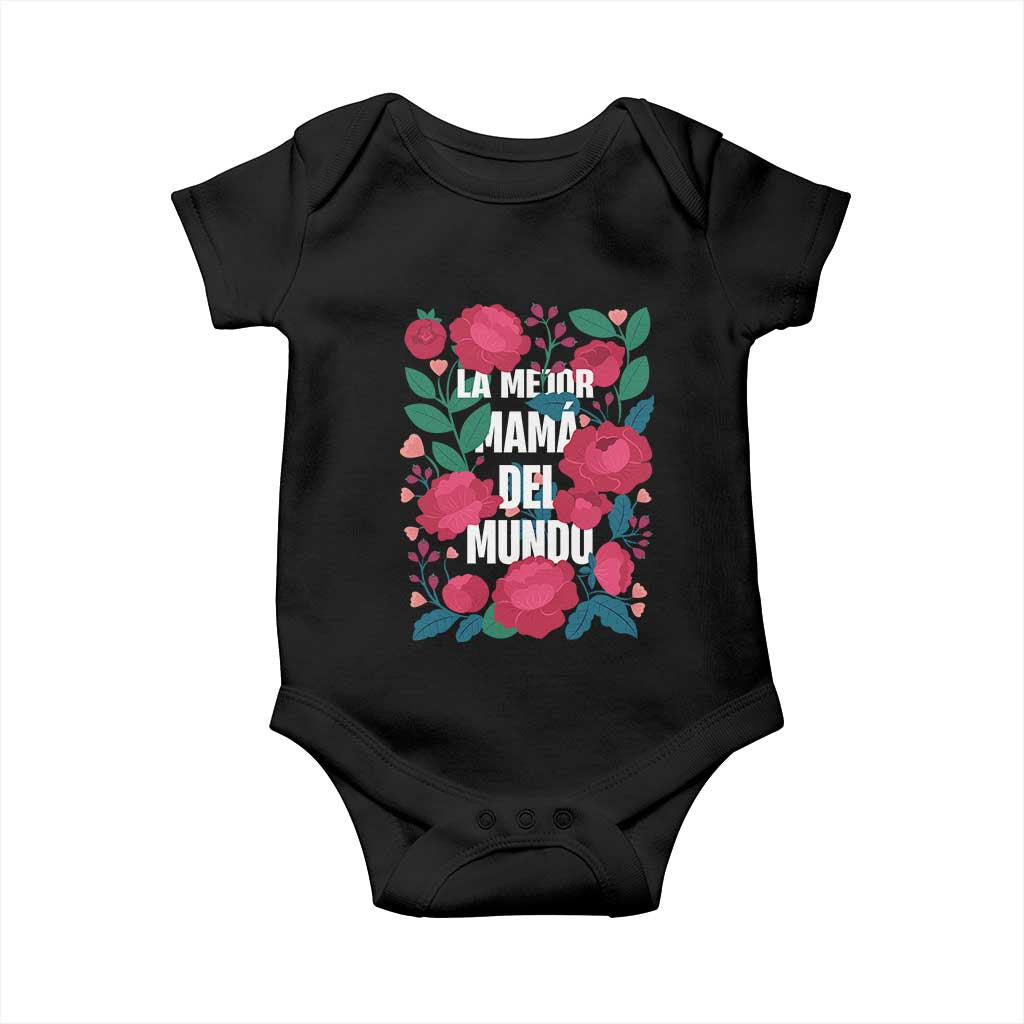 Spanish Latina Mom Baby Onesie La Mejor Mama Del Mundo Mother's Day Flowers