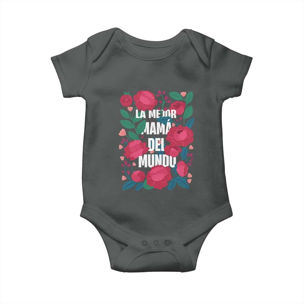 Spanish Latina Mom Baby Onesie La Mejor Mama Del Mundo Mother's Day Flowers