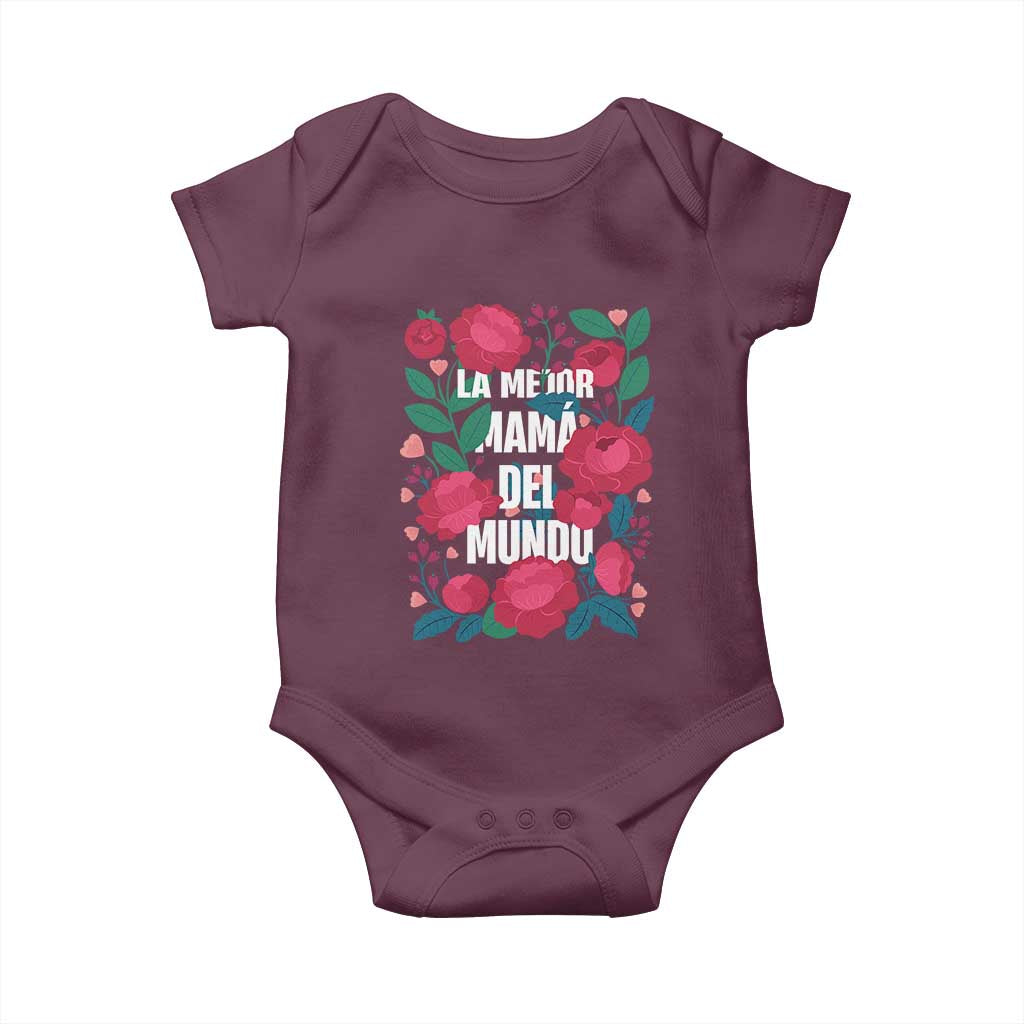 Spanish Latina Mom Baby Onesie La Mejor Mama Del Mundo Mother's Day Flowers