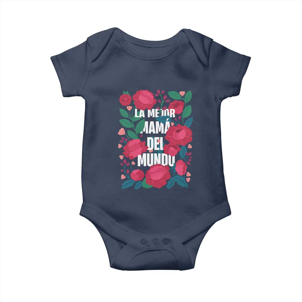 Spanish Latina Mom Baby Onesie La Mejor Mama Del Mundo Mother's Day Flowers