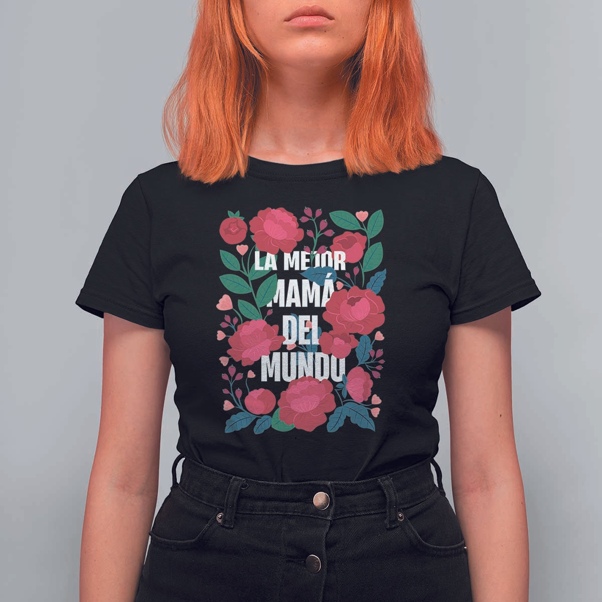 Spanish Latina Mom T Shirt For Women La Mejor Mama Del Mundo Mother's Day Flowers