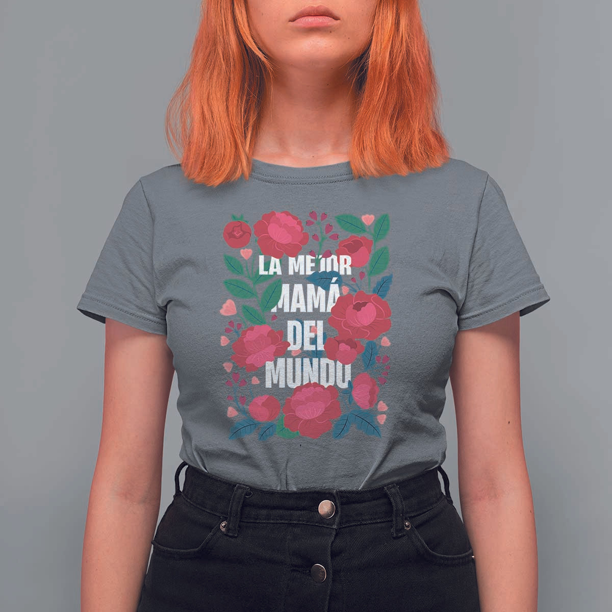 Spanish Latina Mom T Shirt For Women La Mejor Mama Del Mundo Mother's Day Flowers