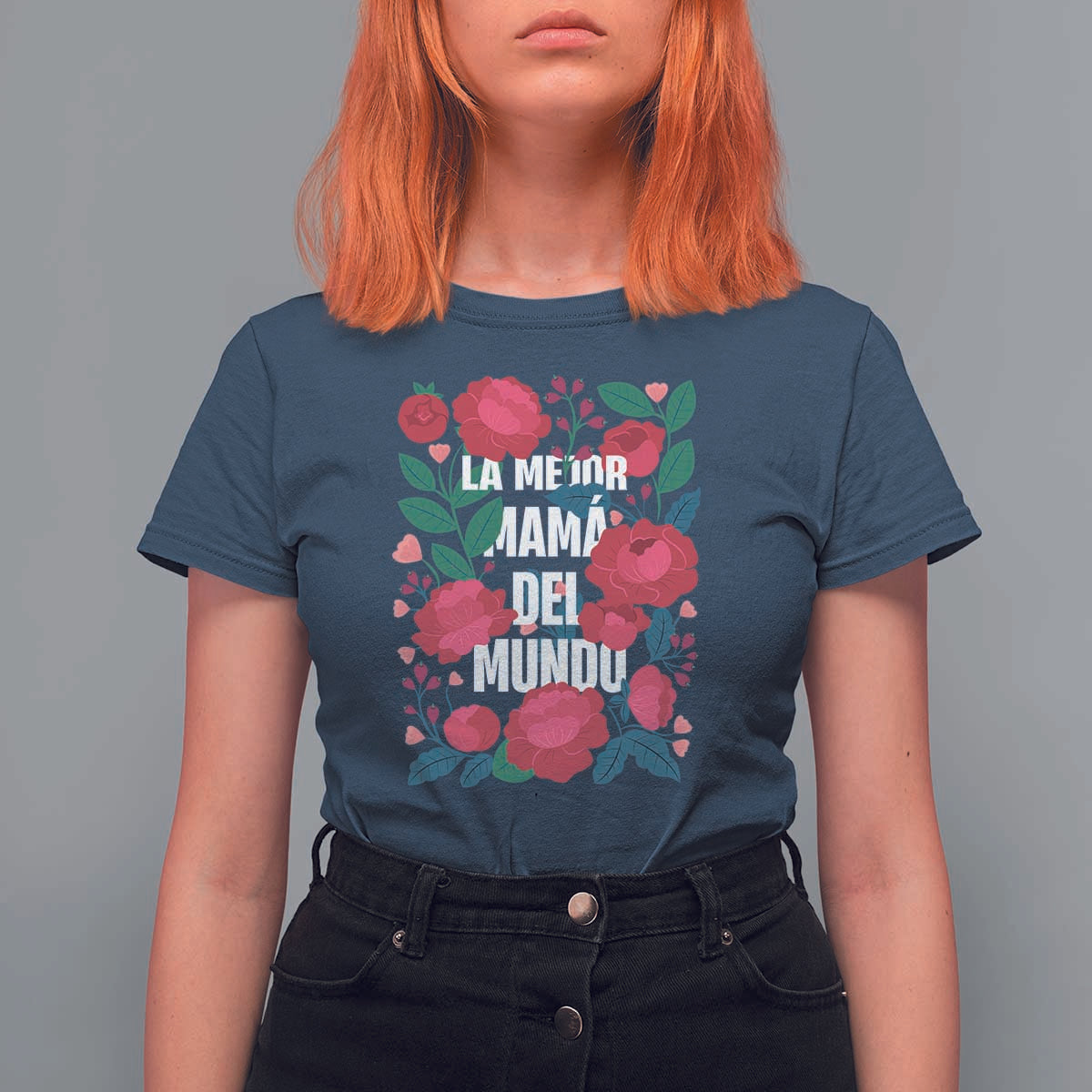 Spanish Latina Mom T Shirt For Women La Mejor Mama Del Mundo Mother's Day Flowers