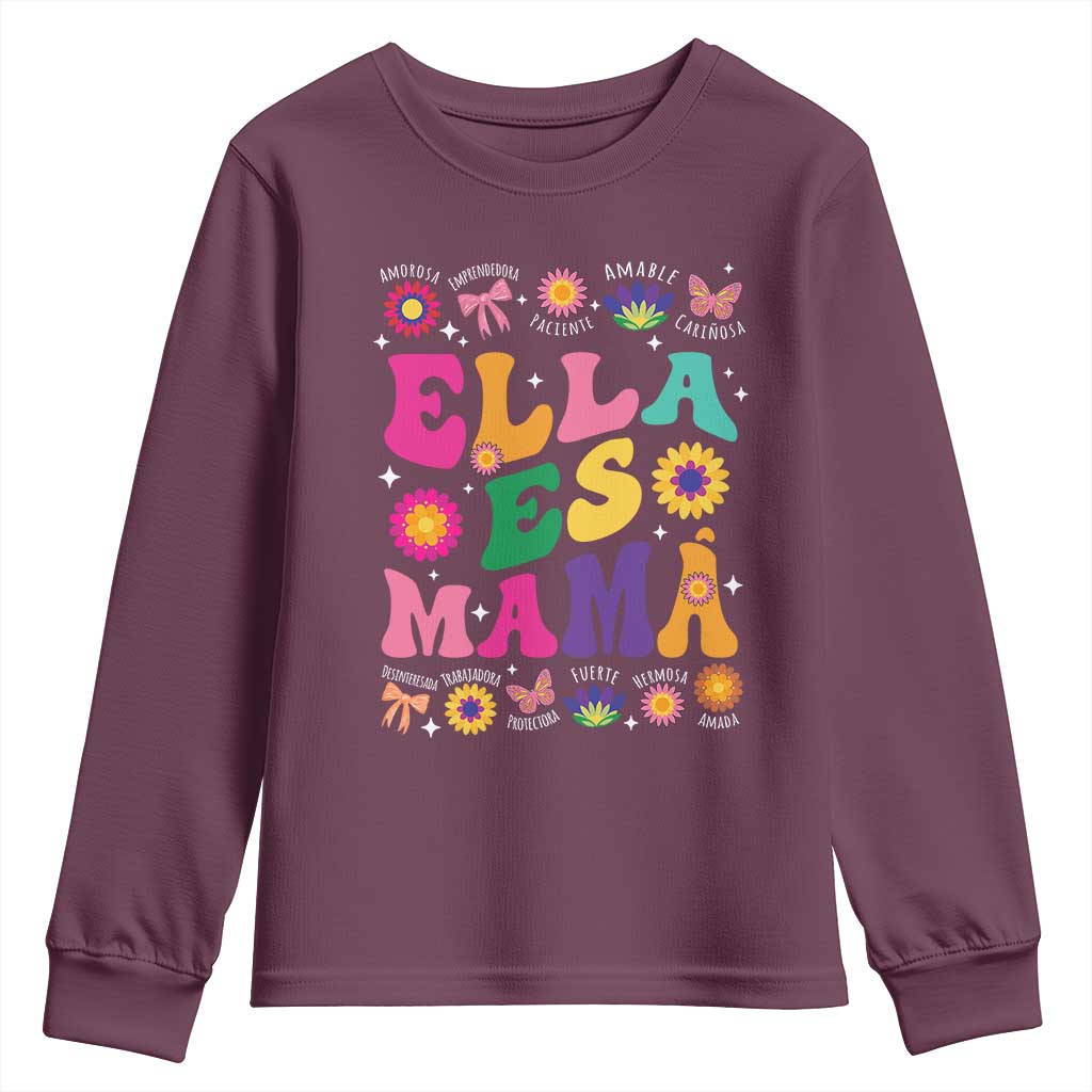 Funny Spanish Mom Youth Sweatshirt Ella Es Mama Latina Mother's Day