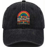 Equality Hurts No One You Stupid Orange Fuck Washed Cotton Baseball Cap Rainbow Peace Flowers