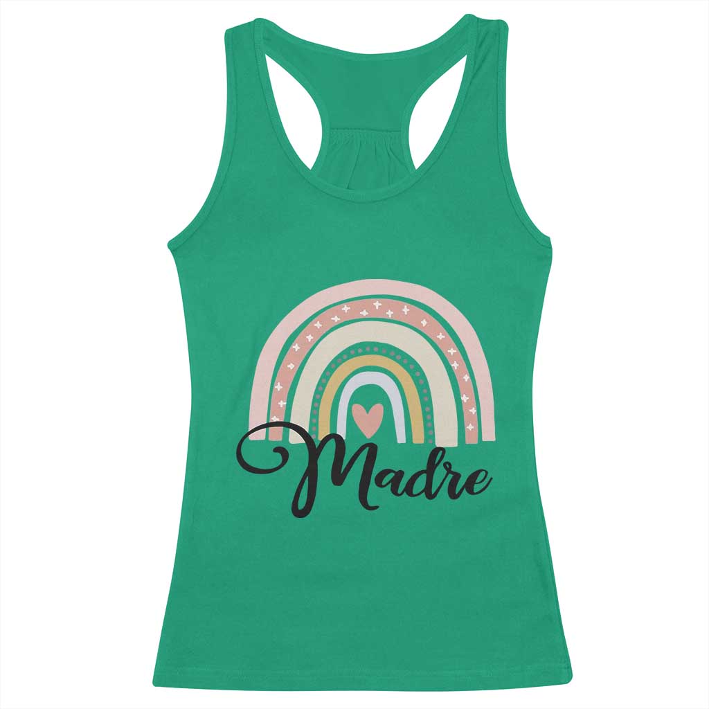 Funny Spanish Latina Mom Madre Racerback Tank Top Cute Rainbow