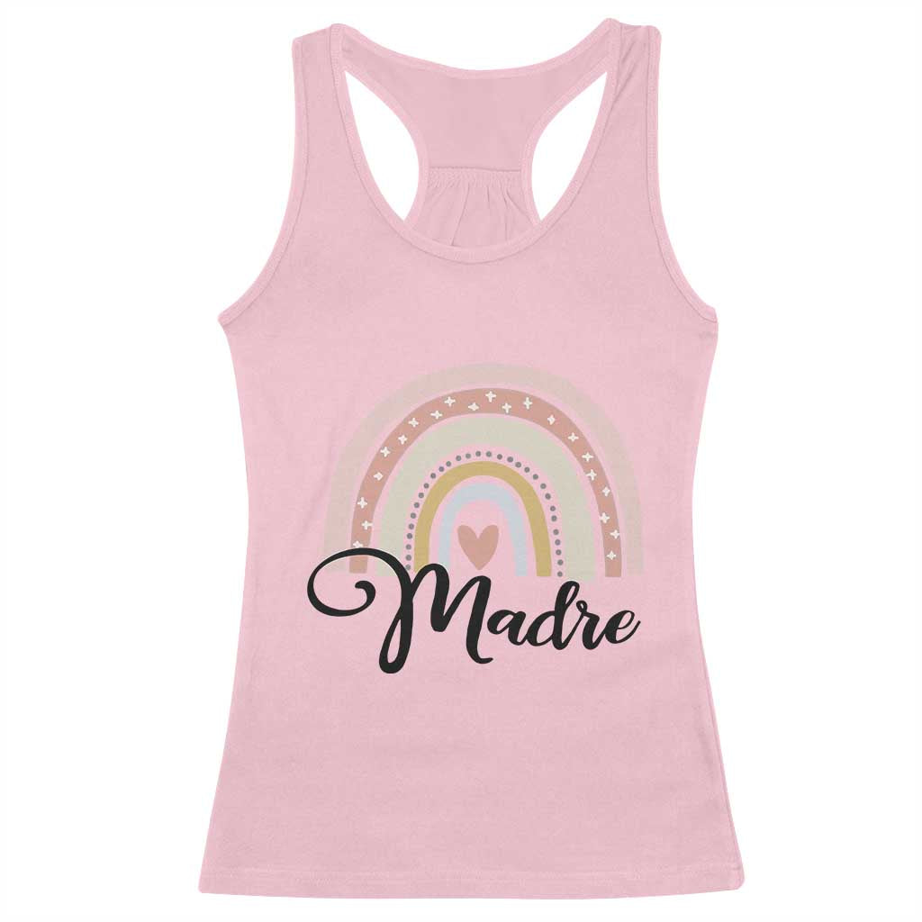 Funny Spanish Latina Mom Madre Racerback Tank Top Cute Rainbow