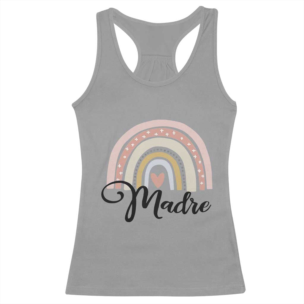 Funny Spanish Latina Mom Madre Racerback Tank Top Cute Rainbow
