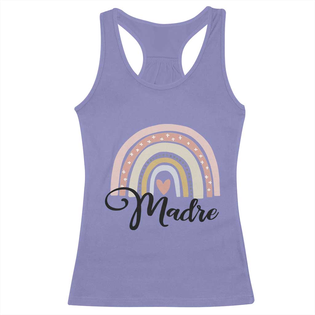 Funny Spanish Latina Mom Madre Racerback Tank Top Cute Rainbow