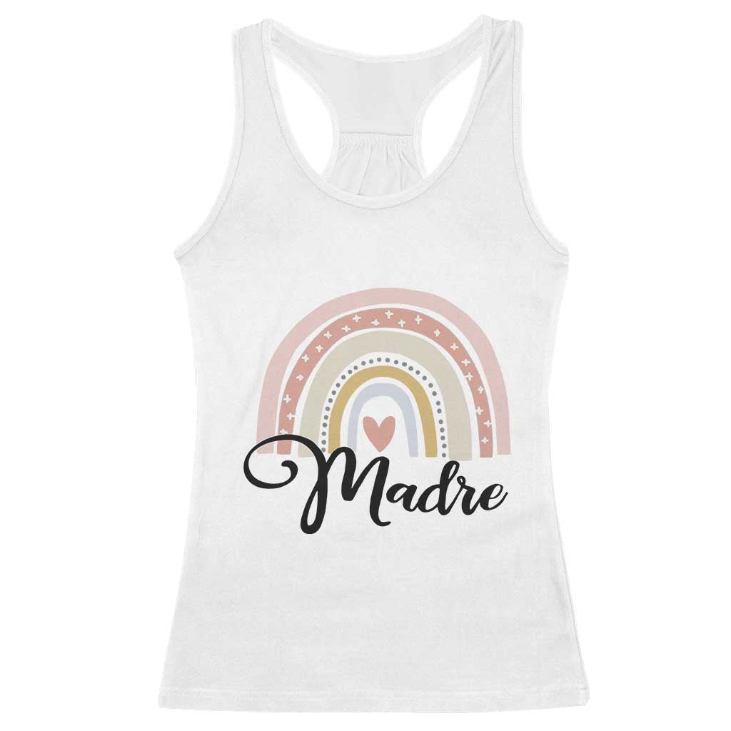 Funny Spanish Latina Mom Madre Racerback Tank Top Cute Rainbow